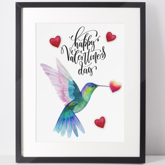 Other - ♥️SALE♥️ Hummingbird Valentines Day Wall Art Illustration Print Card Unframed